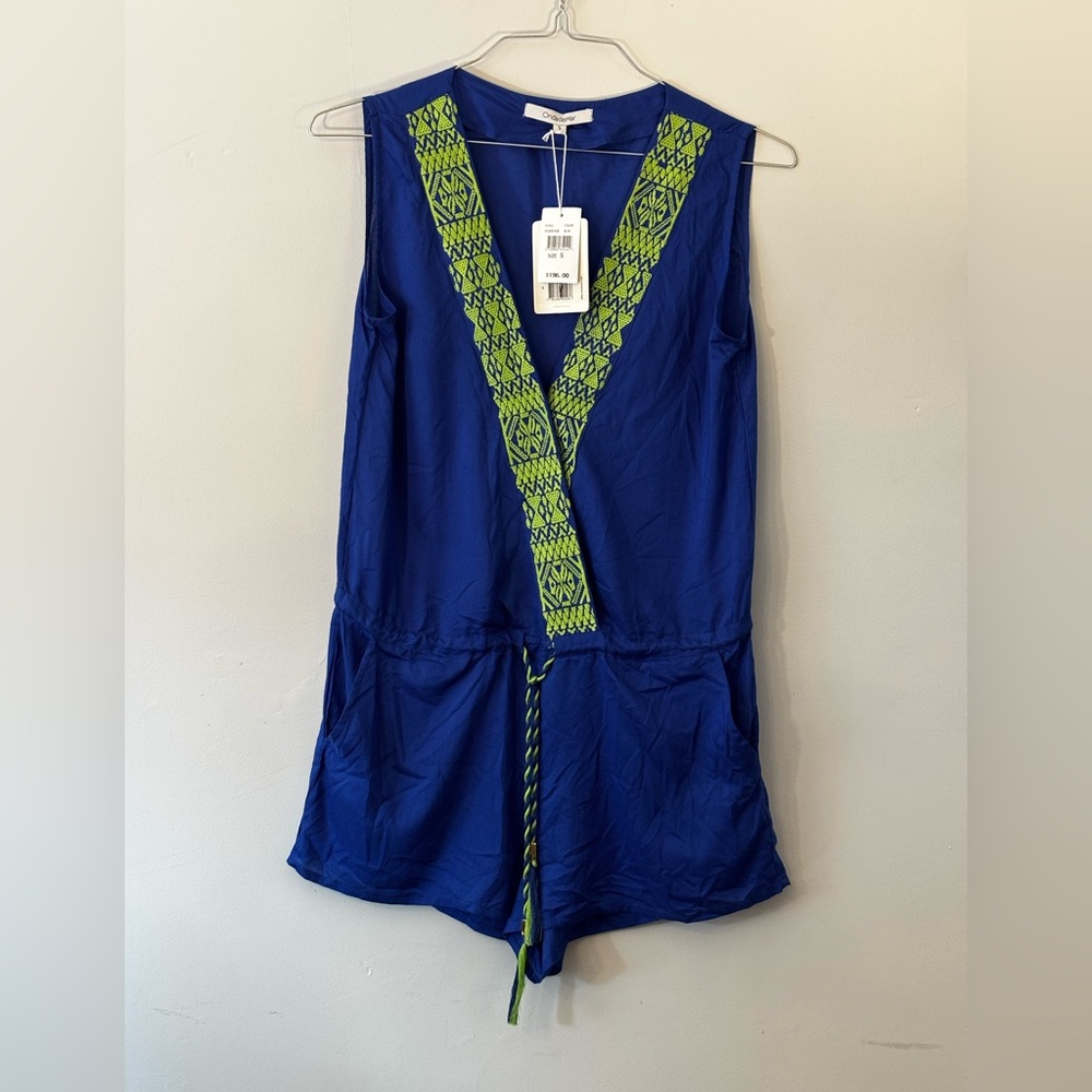 NWT OndadeMar Blue Romper with Green Accents